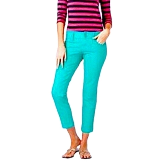 Lily Pulitzer Worth Skinny Mini Green Denim Jeans, Size 00 - Picture 1 of 16